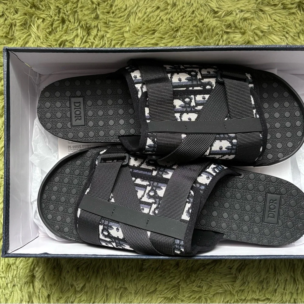 Dior Monogram Black and White Men's Sandals - Picture 2 of 5